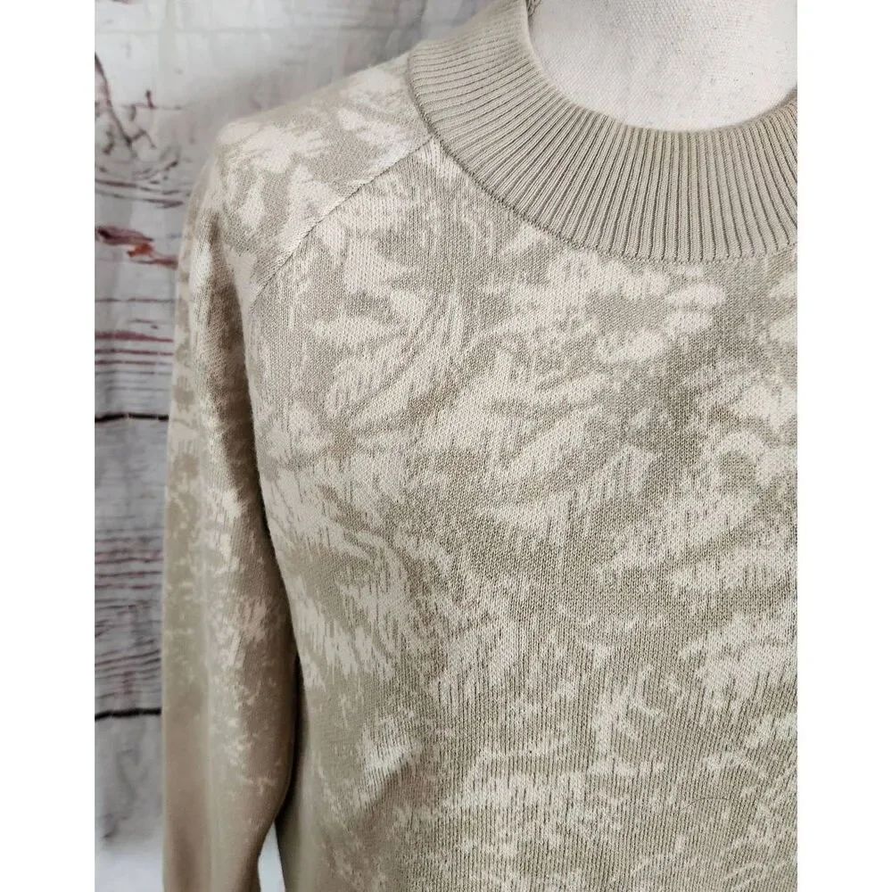Athleta Jacquard Crew Sweater Frosted Floral Cream Size XS - Picture 5 of 7